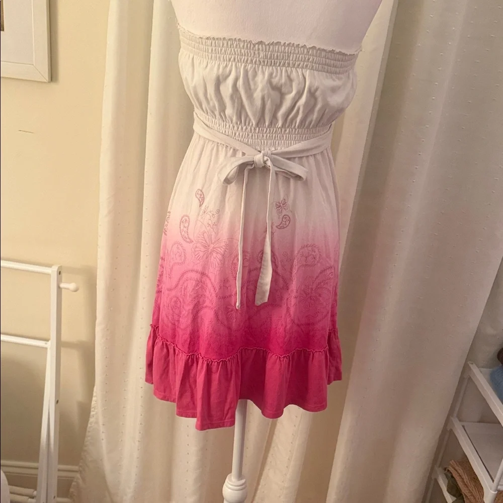 So Wear It Declare It Pink and White Strapless Dress - Picture 3 of 7